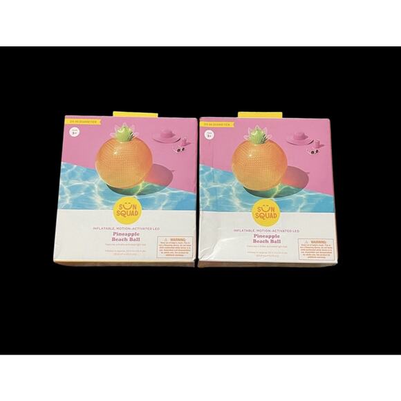 Pineapple Light Up Beach Ball - Sun Squad - Motion activated LED Set Of 2 NIB - Picture 1 of 3